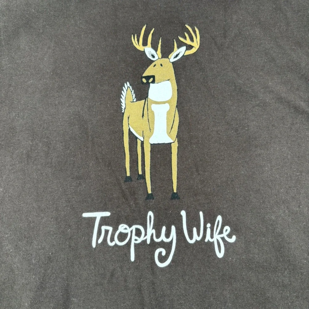 Lazy One Womens Pajama Set L/XL Pink Brown Trophy Wife Deer Graphic Cabin Life